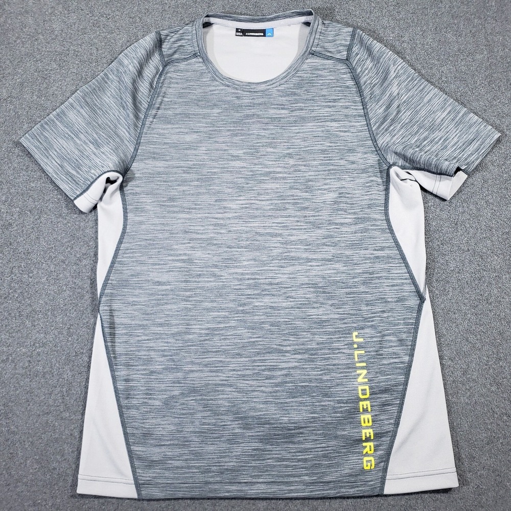 J.Lindeberg Activewear Shirt Mens Medium‎ Gray Lightweight Performance Crew Neck